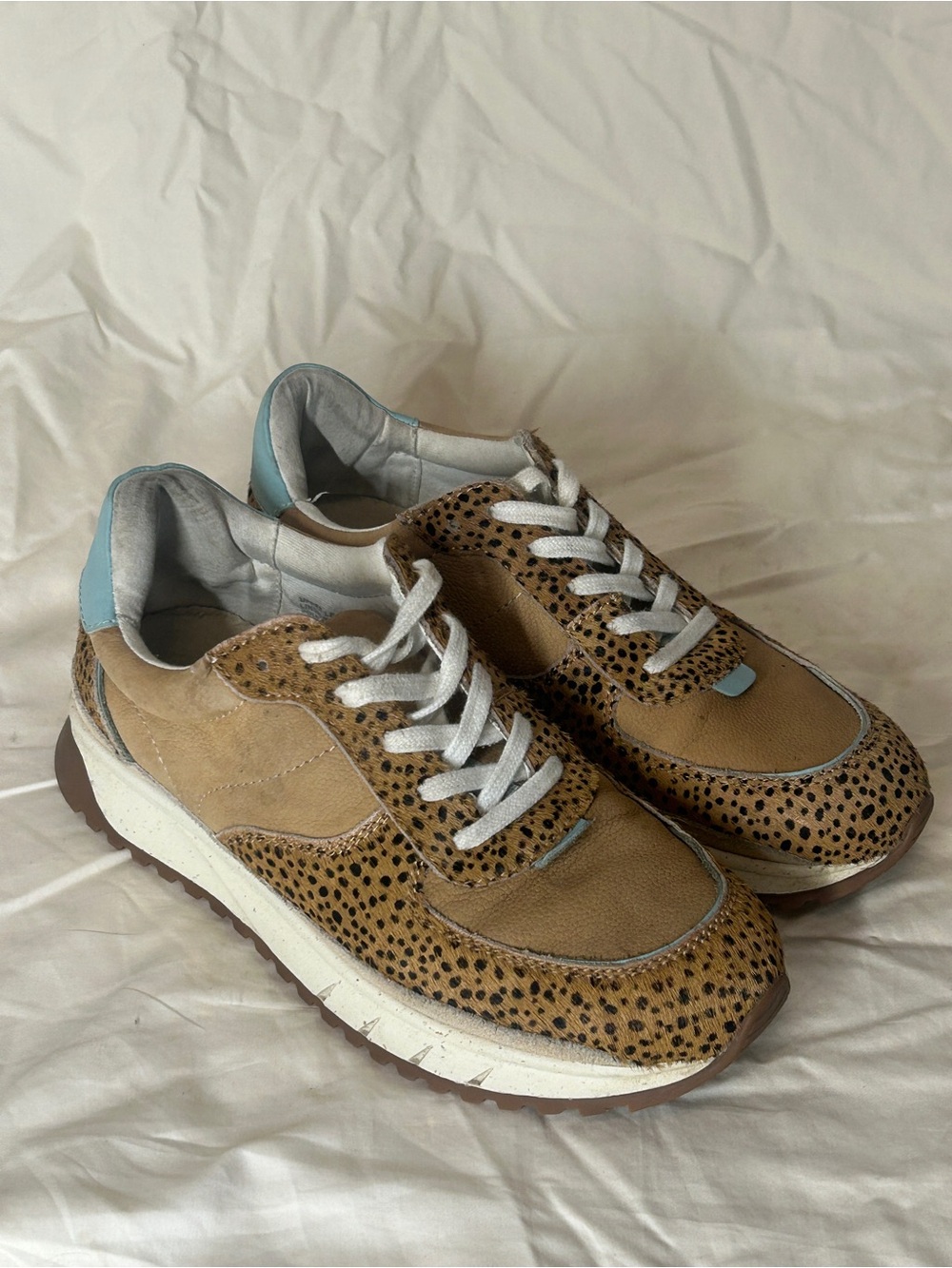 Madewell Women's Kickoff Trainer Sneakers in leopard print and Nubuck sz: 7